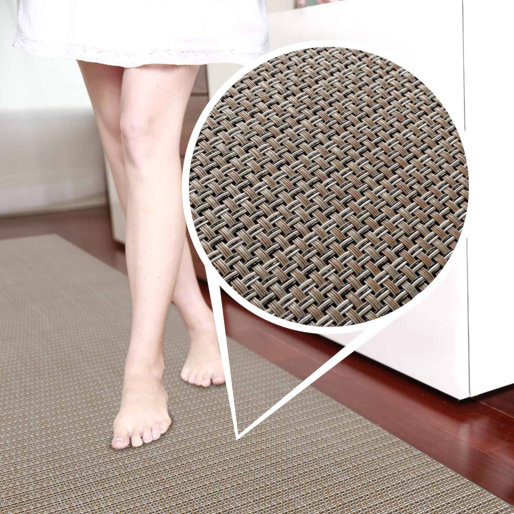 ANRO TATAMI Läufer Beige 50 x 220 cm Rattanoptik für innen und außen