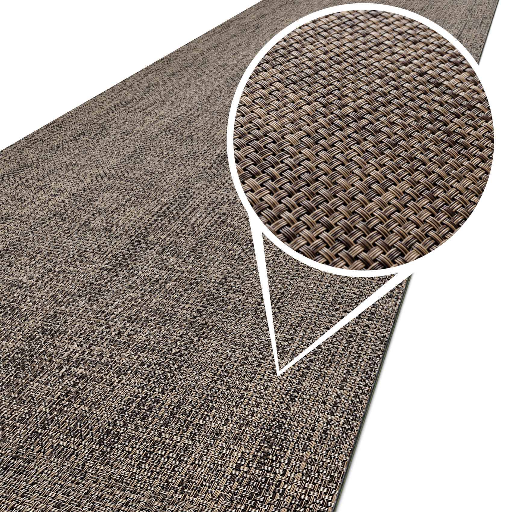 ANRO TATAMI Läufer Braun 67 x 100 cm Rattanoptik für innen und außen