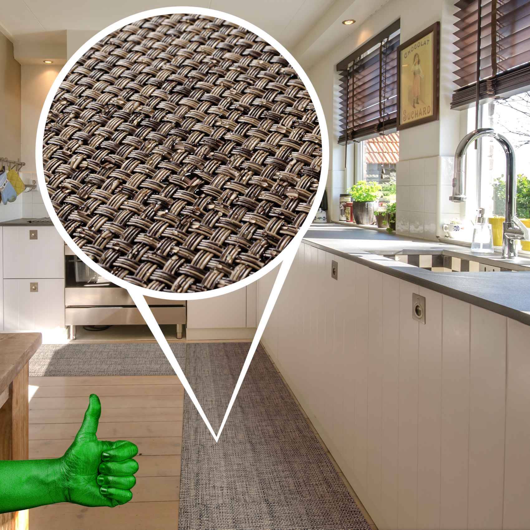 ANRO TATAMI Läufer Braun 67 x 100 cm Rattanoptik für innen und außen