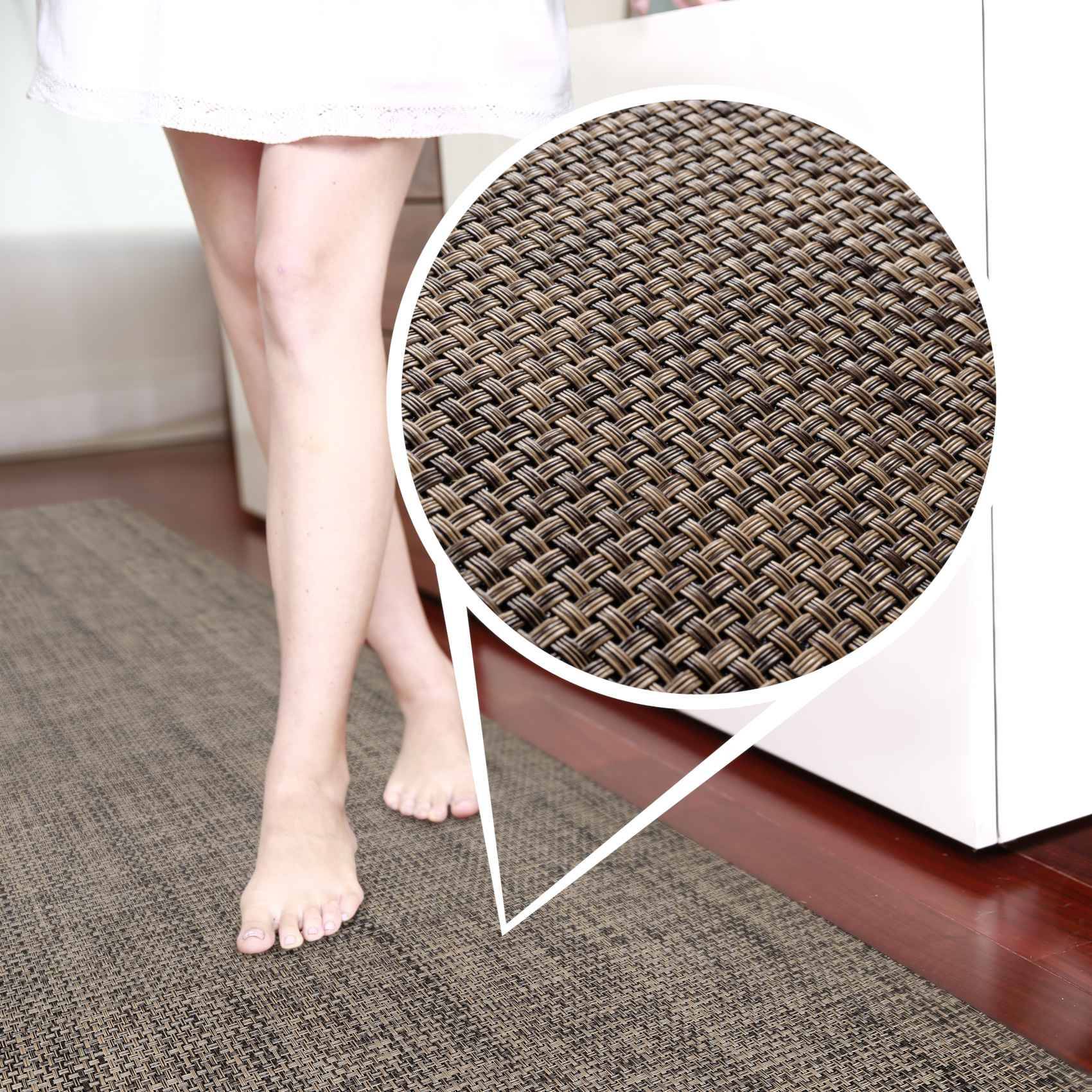 ANRO TATAMI Läufer Braun 67 x 200 cm Rattanoptik für innen und außen