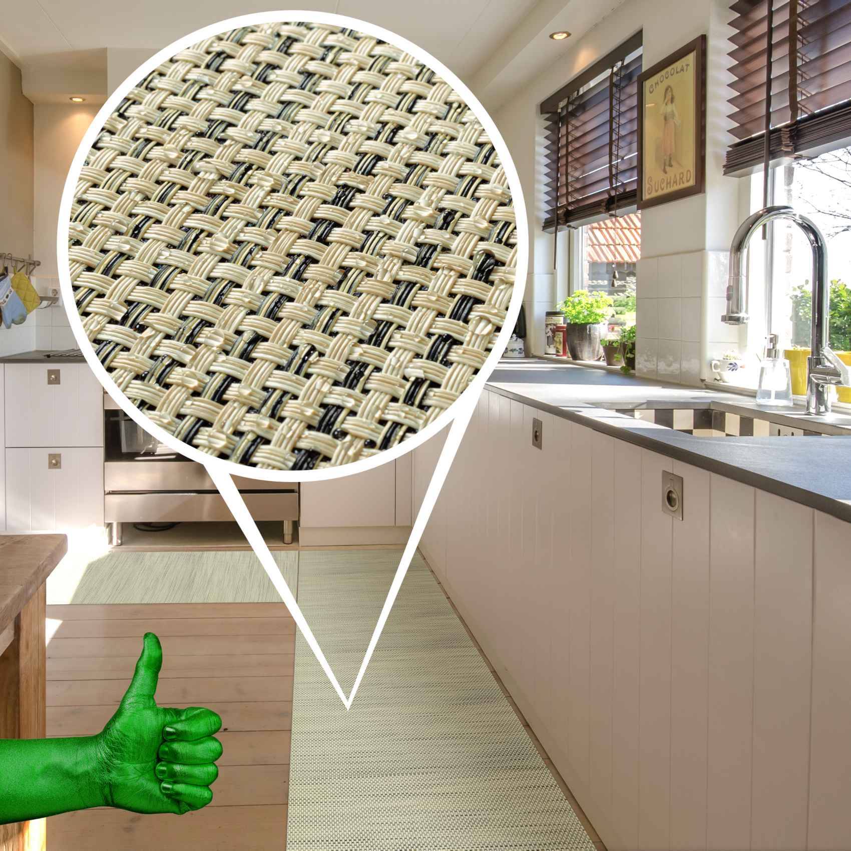 ANRO TATAMI Läufer Natur 100 x 280 cm Rattanoptik für innen und außen