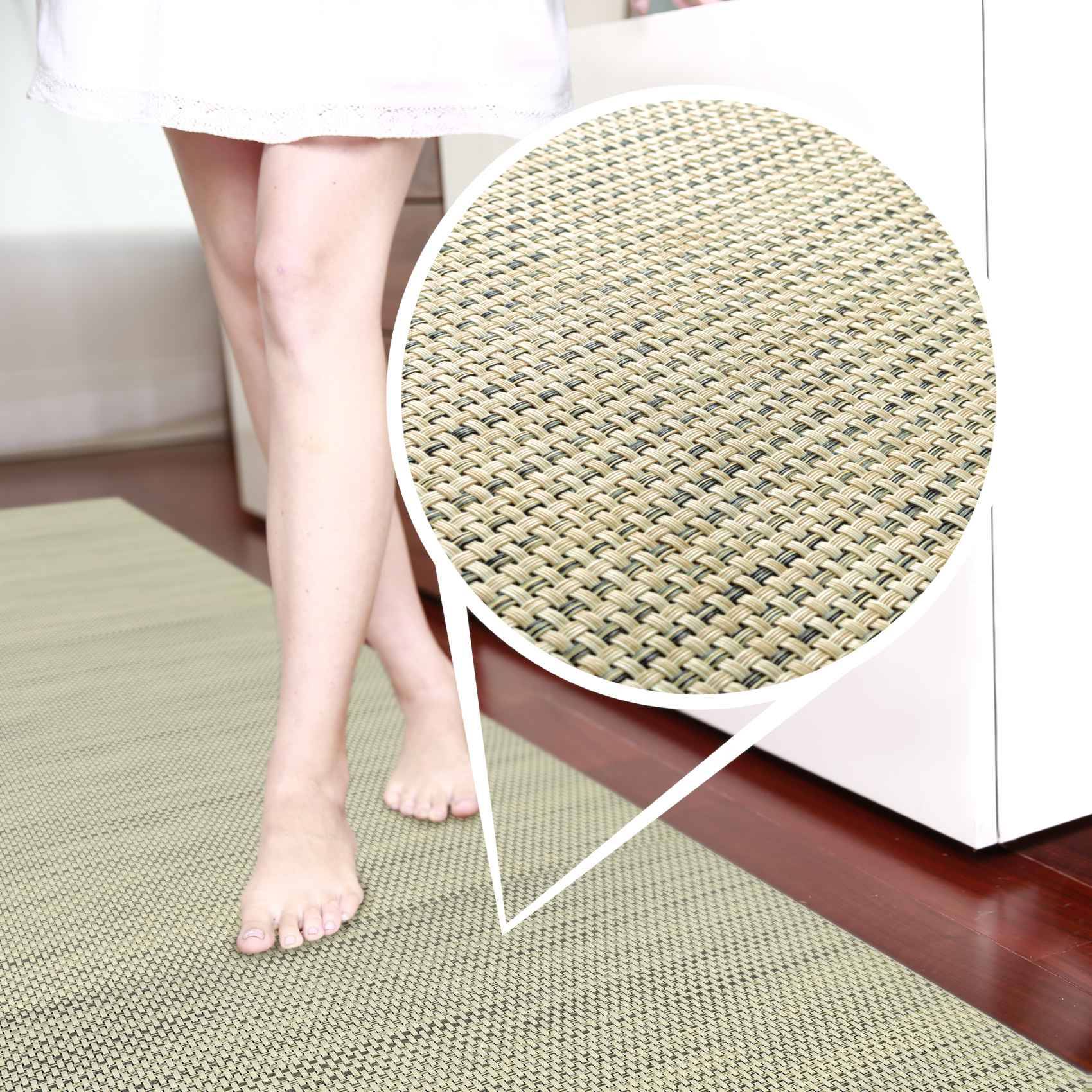 ANRO TATAMI Läufer Natur 100 x 280 cm Rattanoptik für innen und außen