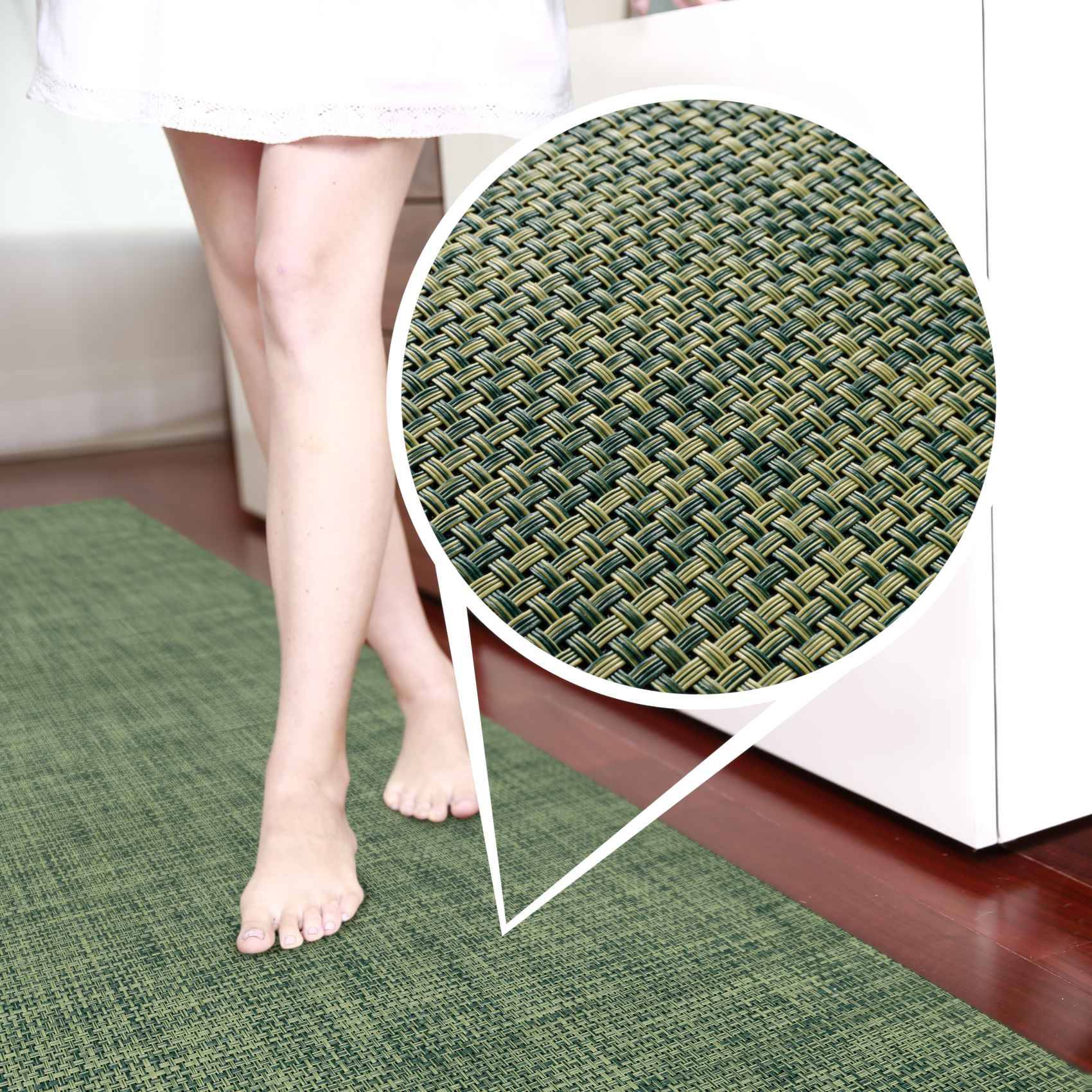 ANRO TATAMI Läufer Grün 67 x 240 cm Rattanoptik für innen und außen