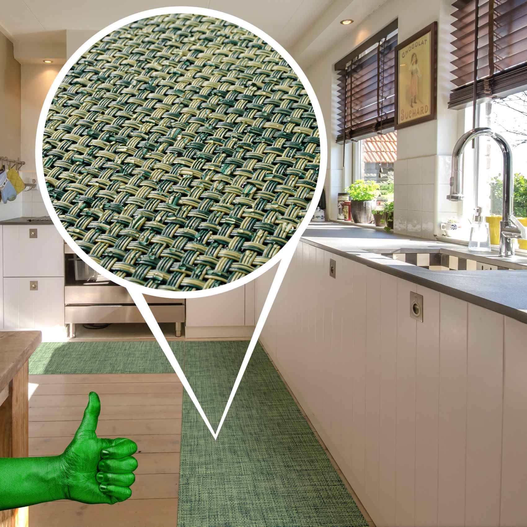 ANRO TATAMI Läufer Grün 67 x 240 cm Rattanoptik für innen und außen