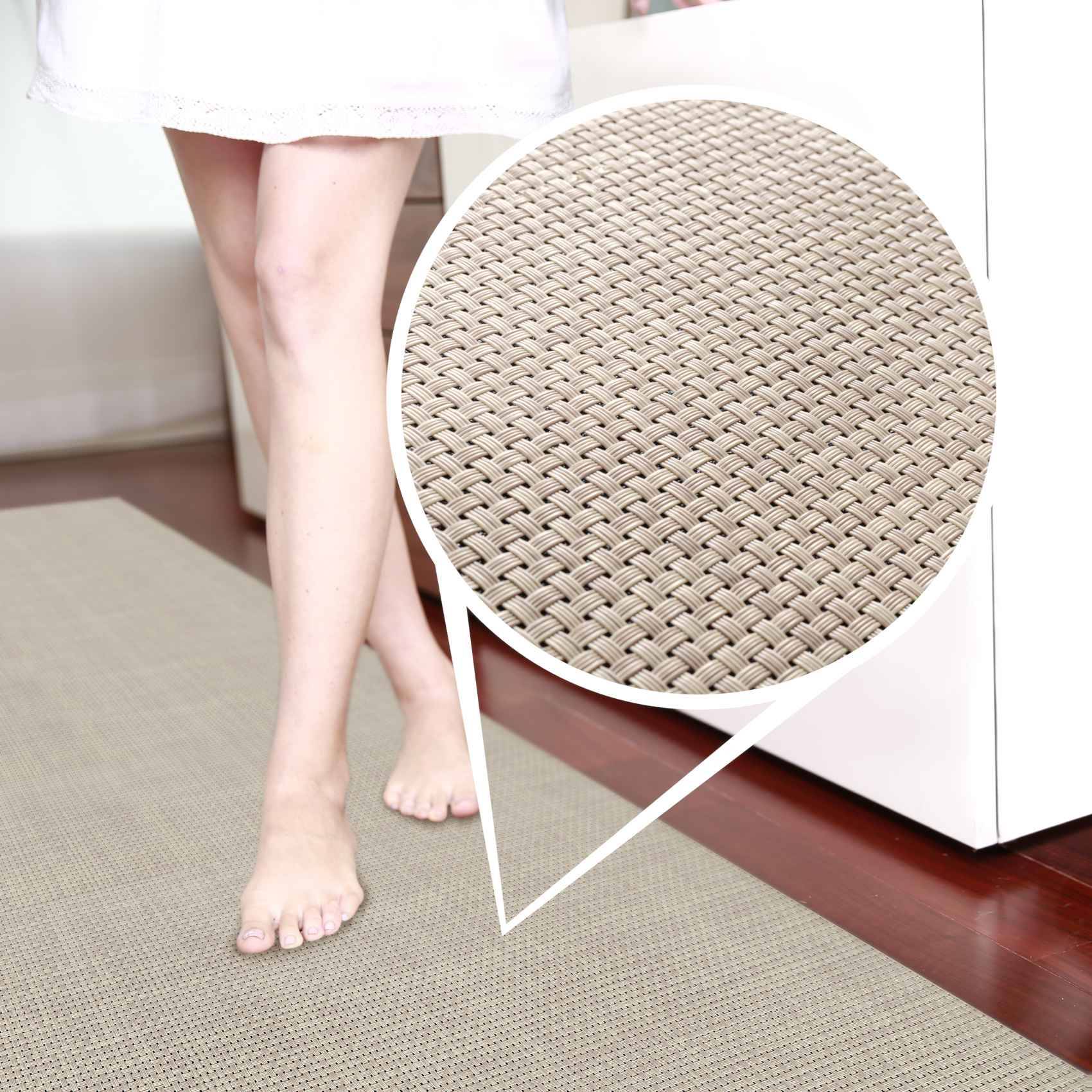 ANRO TATAMI Läufer Sand 67 x 120 cm Rattanoptik für innen und außen