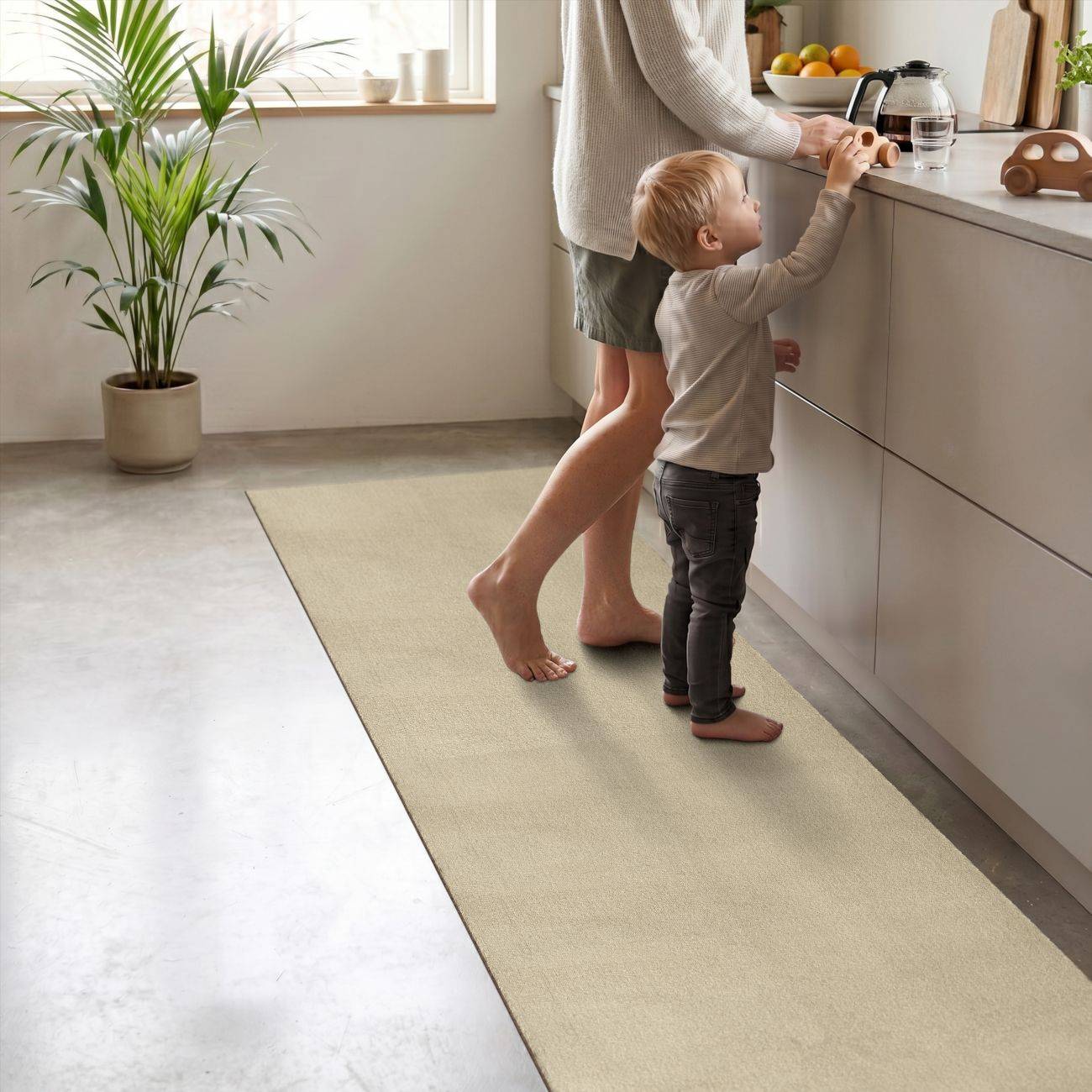 ANRO HomeLoop Küchenläufer Beige 90 x 500 cm Mikrofaser rutschhemmend
