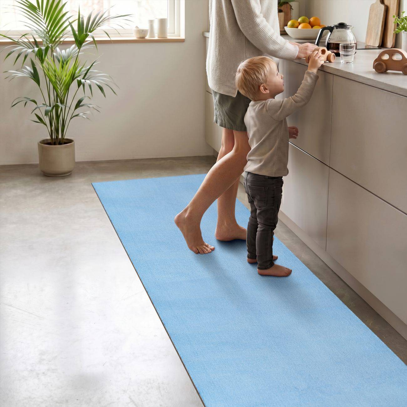 ANRO HomeLoop Küchenläufer Blau 90 x 200 cm Mikrofaser rutschhemmend