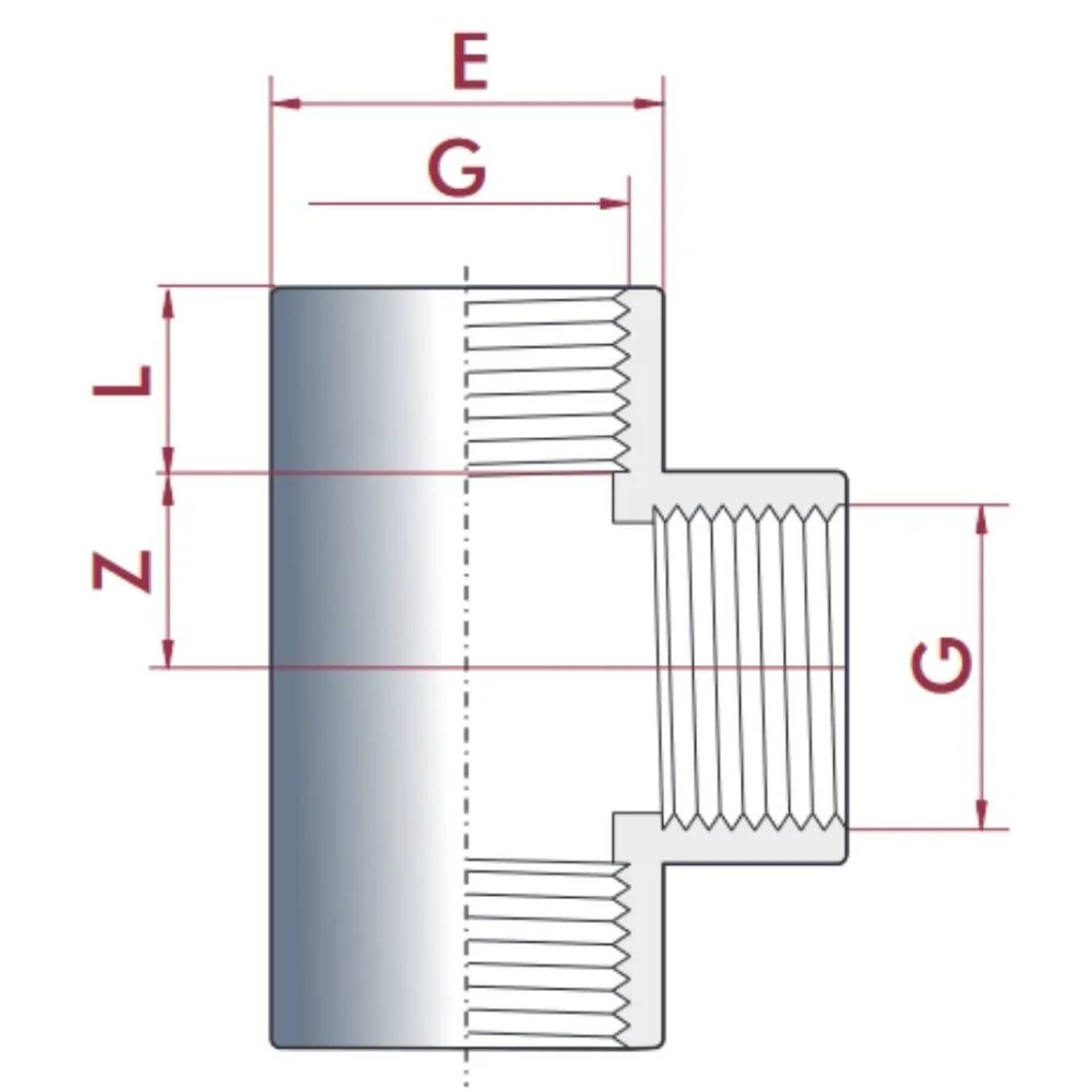 PVC - U T-Stück IG 1 1/4 PN10