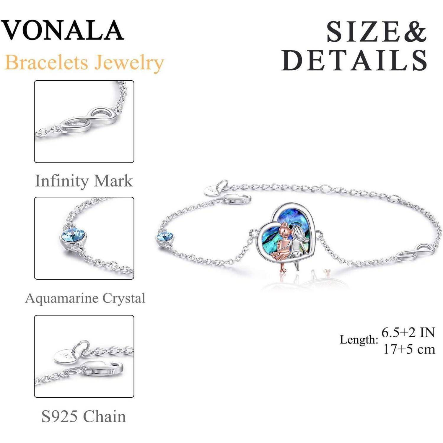 Armband 925 Silber Herz Unendlichkeitszeichen Schwester Abalone