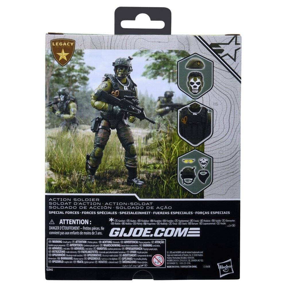 Hasbro G.I. Joe Legacy Aktionsfigurenpaket zeigt einen Soldaten in taktischer Ausrüstung mit Zubehör und G.I. JOE Logo.