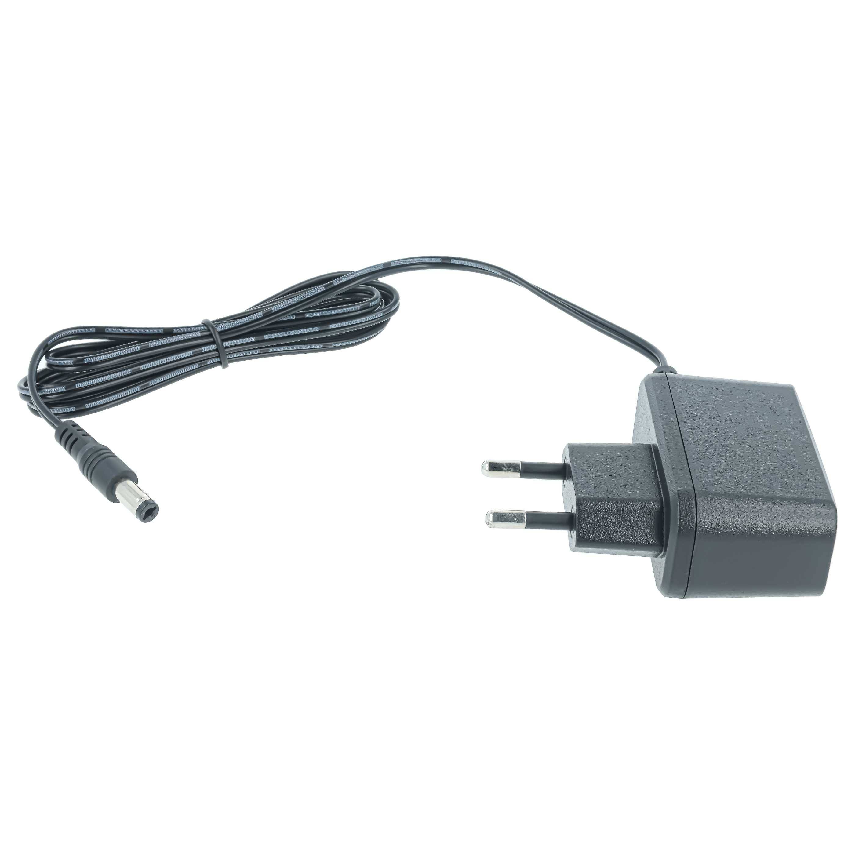 Schwarzer Wandnetzadapter mit Spiralkabel und Hohlsteckverbinder-Stecker