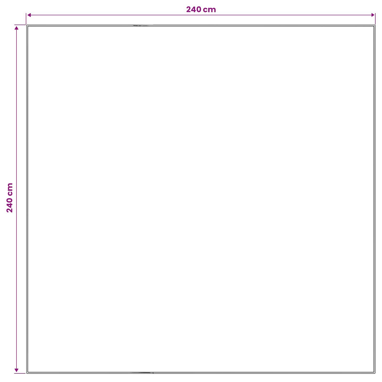 Quadratische leere Vorlage mit einem 240 cm × 240 cm großen Rahmenbereich, dargestellt mit Bemaßungspfeilen an den oberen und linken Kanten.