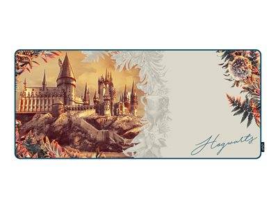 Dekorativer, an Hogwarts angelehnter rechteckiger Behälter mit Schlosskunstwerk, floralem Eckdekor und „Hogwarts