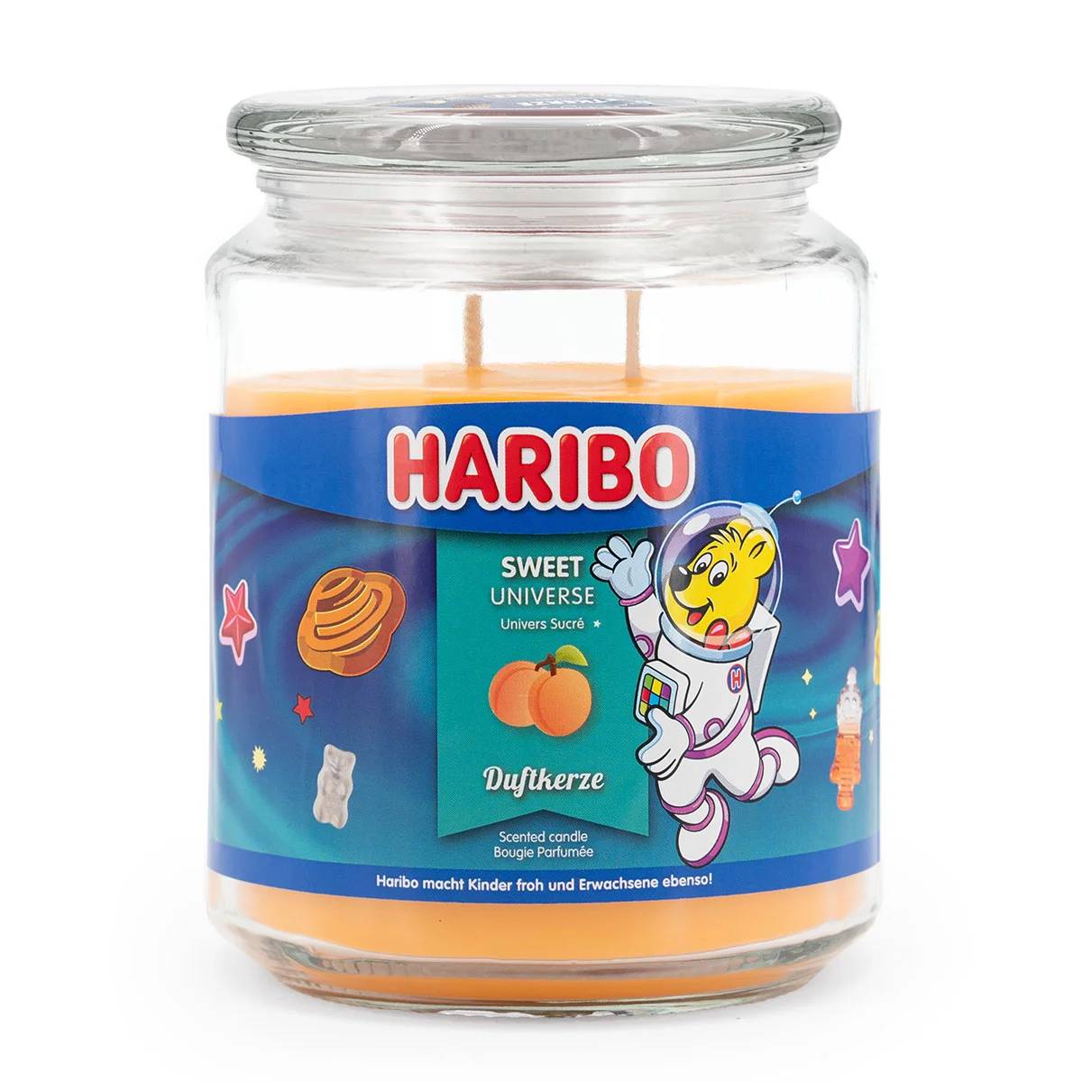 Glasgefäß-Kerze mit der Aufschrift 