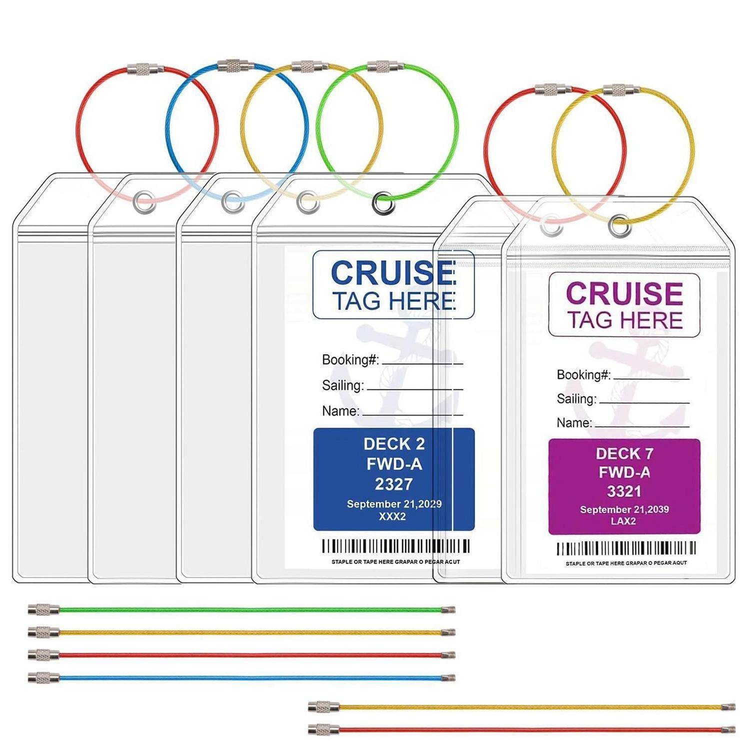 Kofferanhänger Kreuzfahrt 6er Set PVC transparent mit Edelstahl-Schlaufe