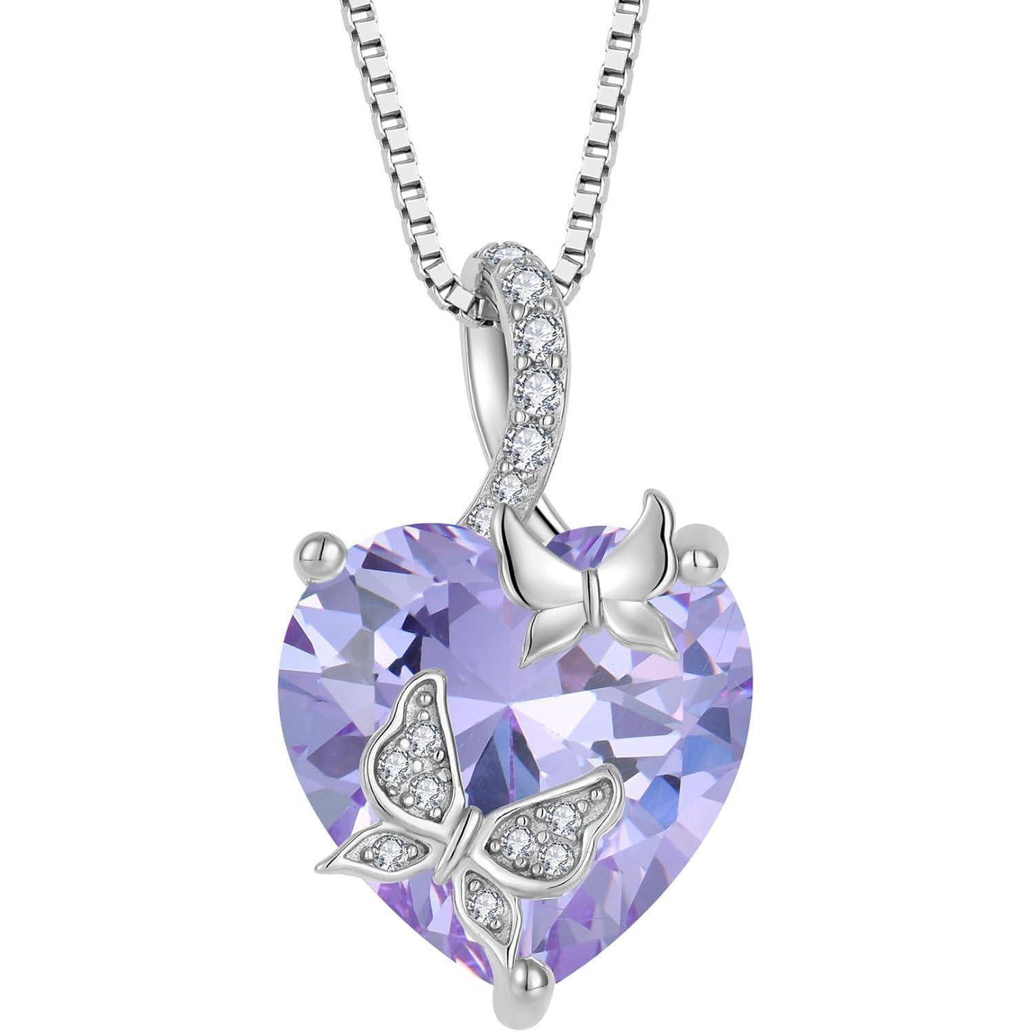 Kette Schmetterling Damen 925 Silber Herz 06 Juni - Alexandrit
