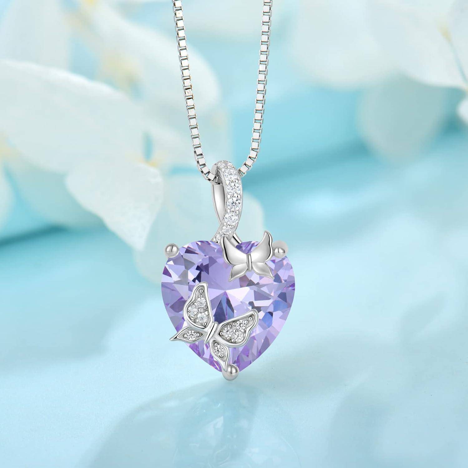 Kette Schmetterling Damen 925 Silber Herz 06 Juni - Alexandrit