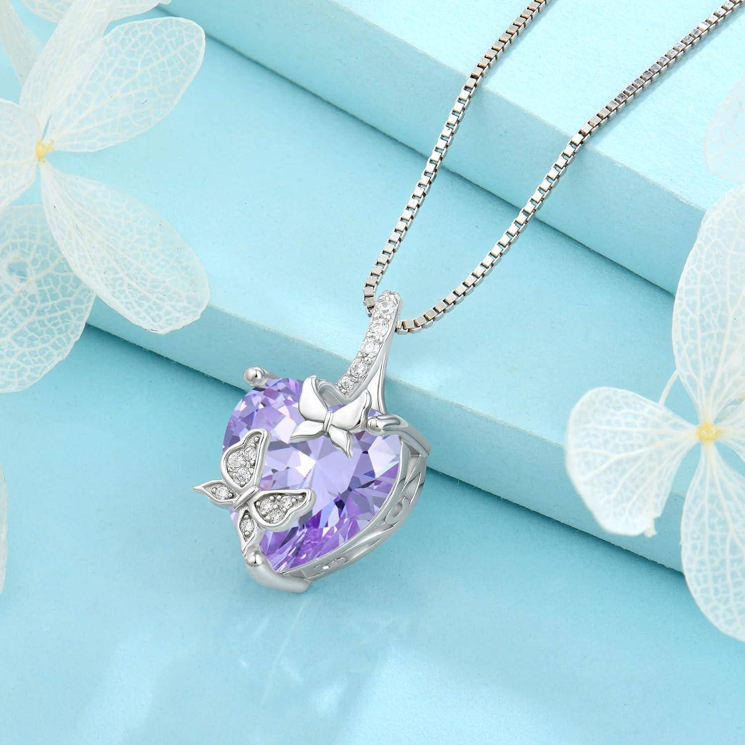 Kette Schmetterling Damen 925 Silber Herz 06 Juni - Alexandrit