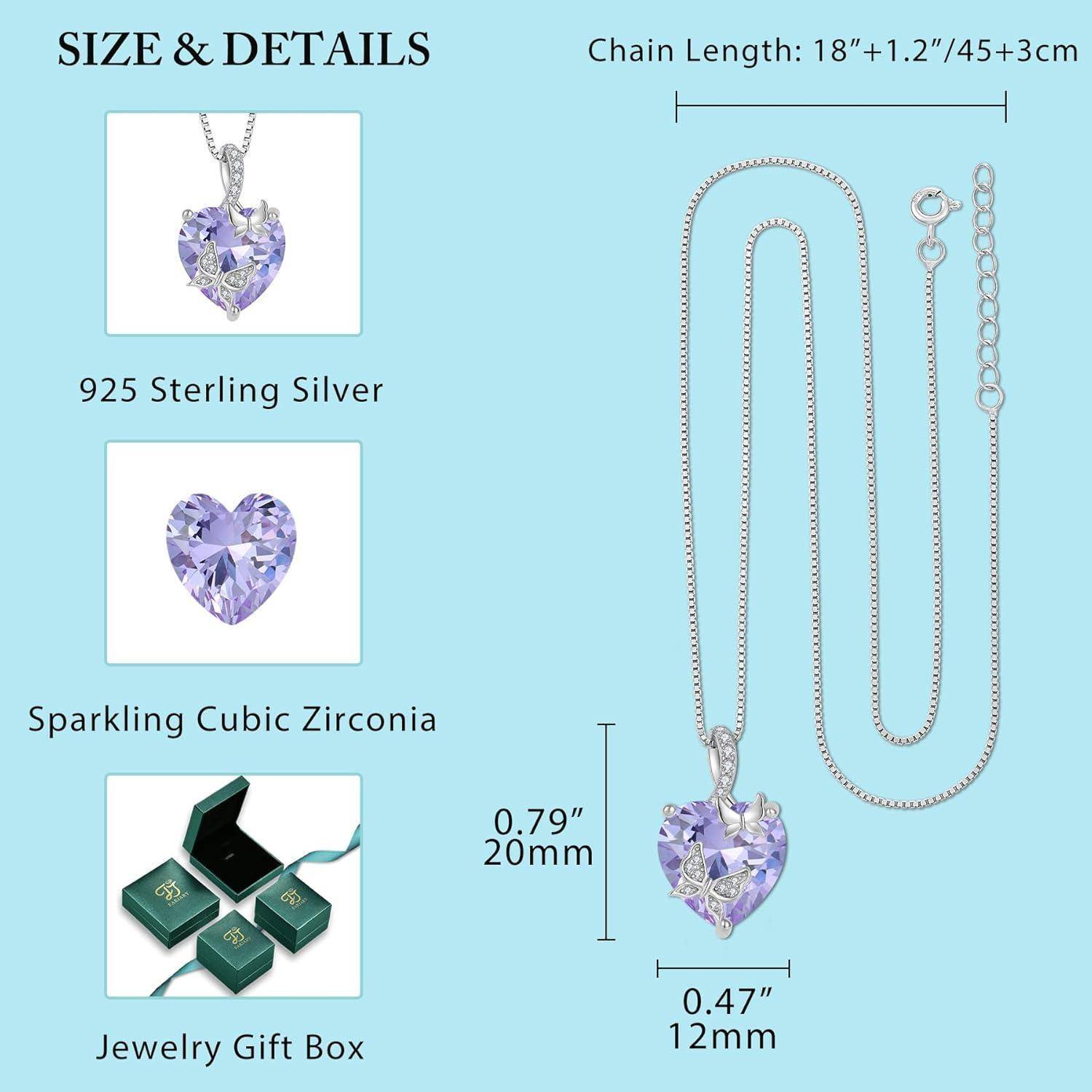 Kette Schmetterling Damen 925 Silber Herz 06 Juni - Alexandrit