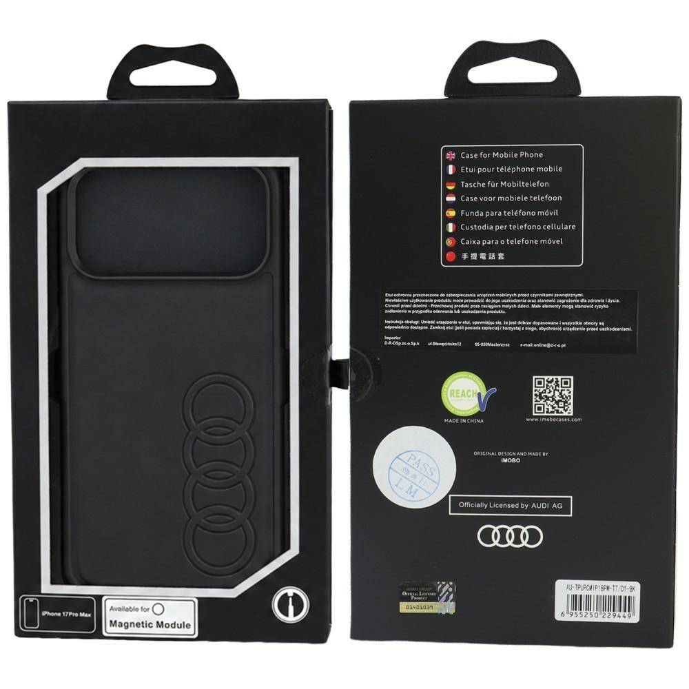 Audi TT Hülle iPhone 18 Pro Max MagSafe Kunstleder schwarz Logo Ringe