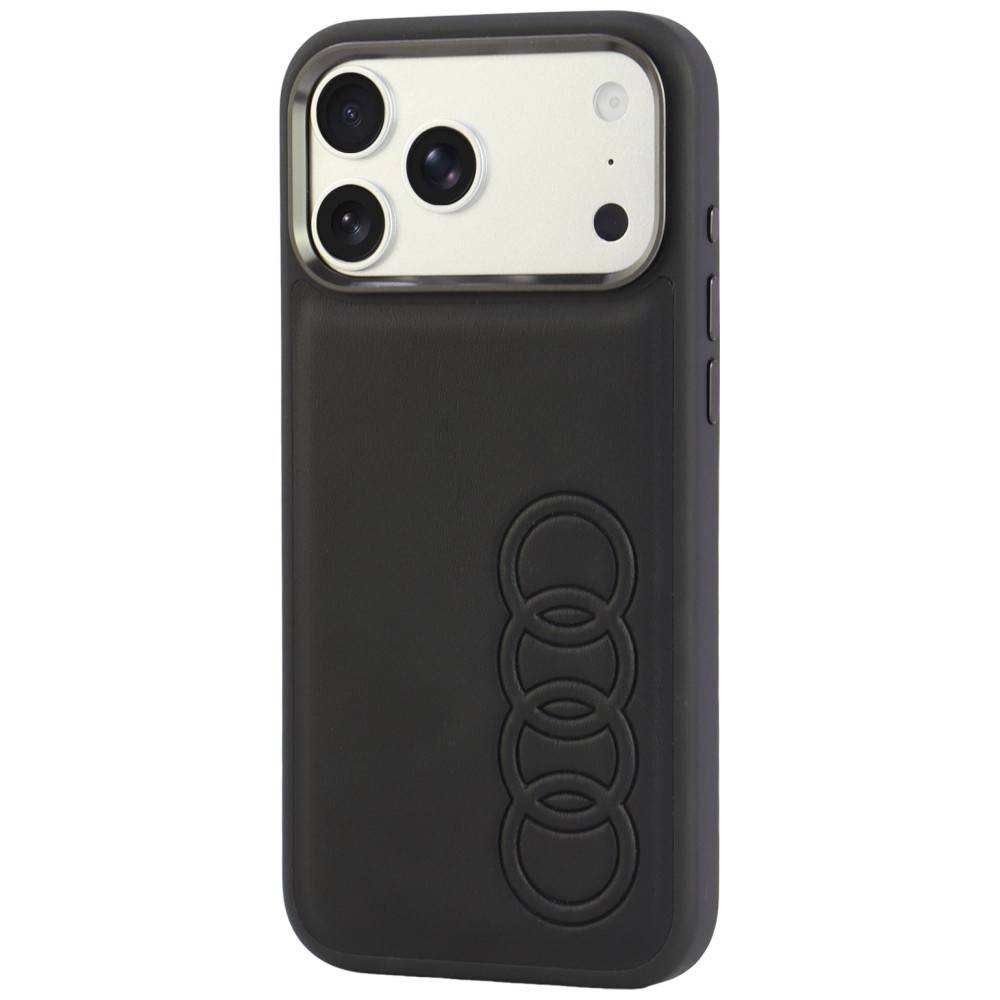 Audi TT Hülle iPhone 18 Pro Max MagSafe Kunstleder schwarz Logo Ringe