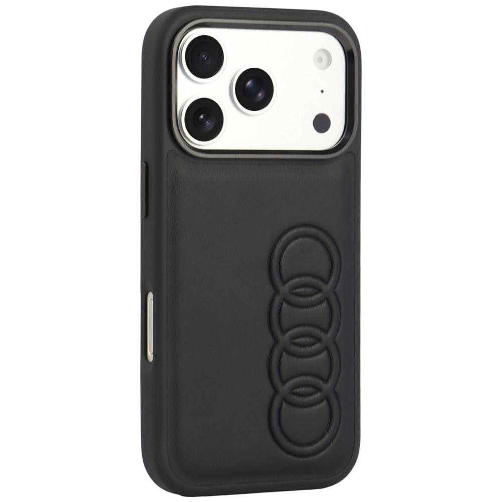 Audi TT Hülle iPhone 18 Pro MagSafe Kunstleder schwarz Logo Ringe