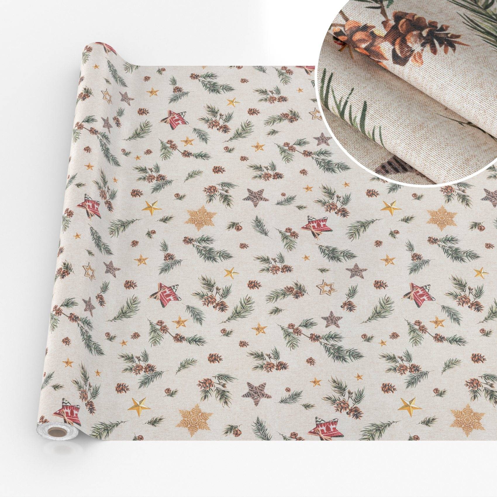 ANRO Tischdecke Zapfen Grün 260 x 140 cm eckig mit Paspelband Baumwolle-Polyester
