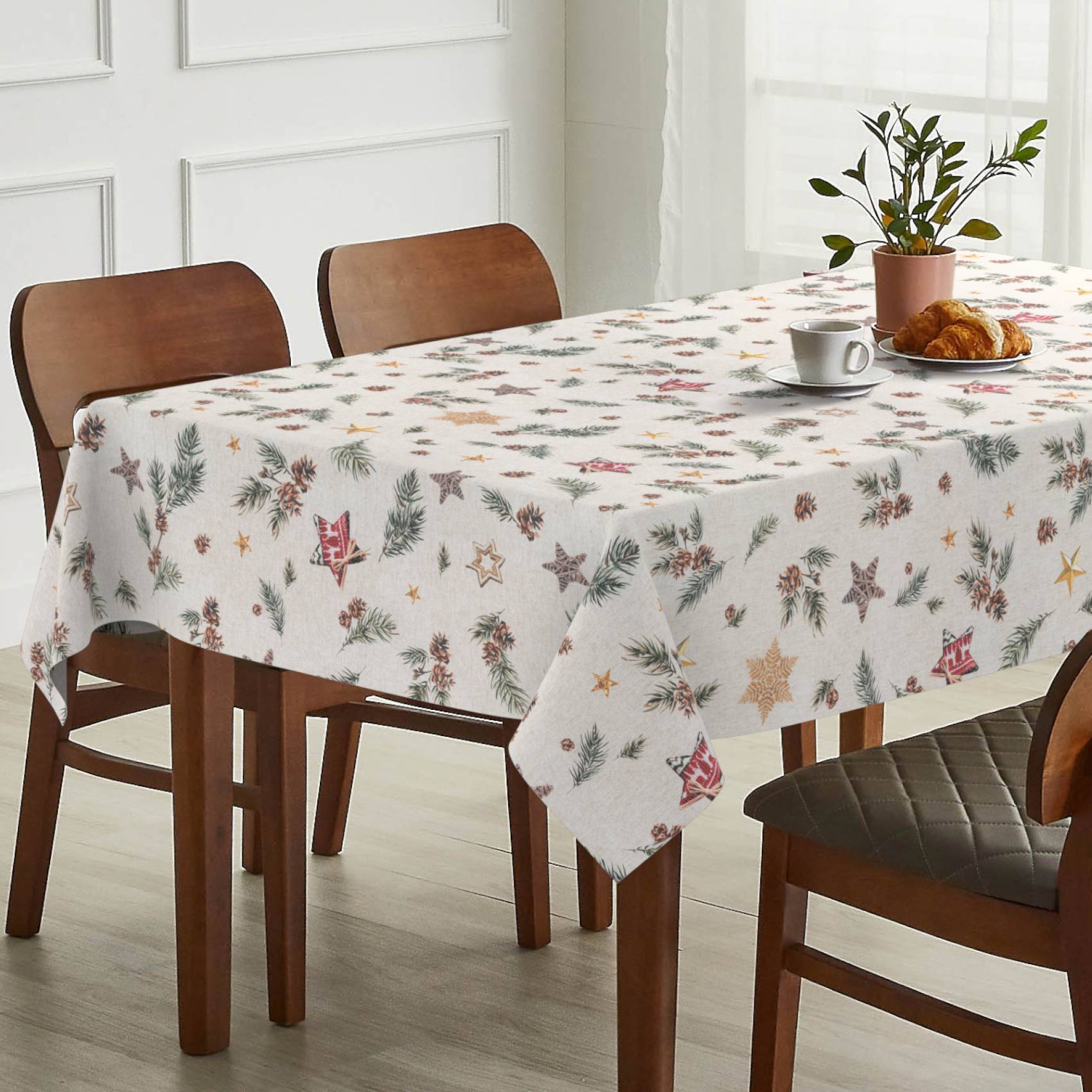 ANRO Tischdecke Zapfen Grün 160 x 100 cm eckig mit Paspelband Baumwolle-Polyester