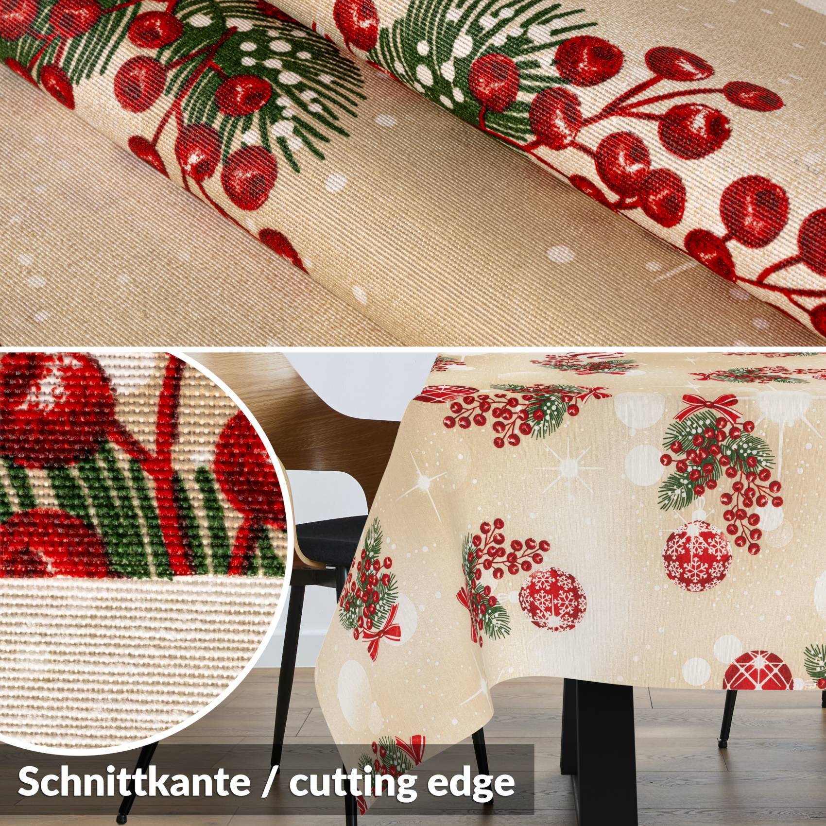 ANRO Tischdecke Zuckerstange Beige 180 x 120 cm eckig mit Paspelband Baumwolle-Polyester