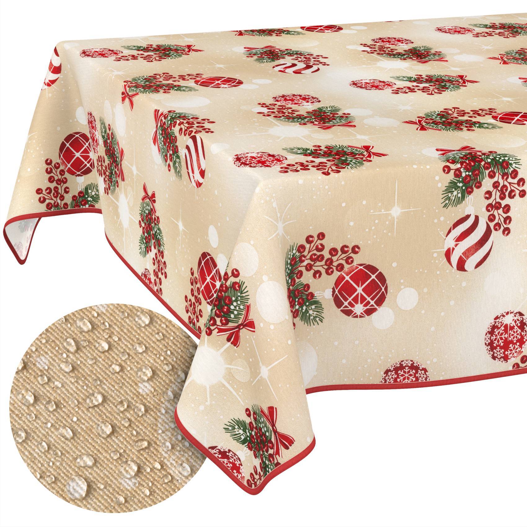 ANRO Tischdecke Zuckerstange Beige 180 x 100 cm eckig Schnittkante Baumwolle-Polyester