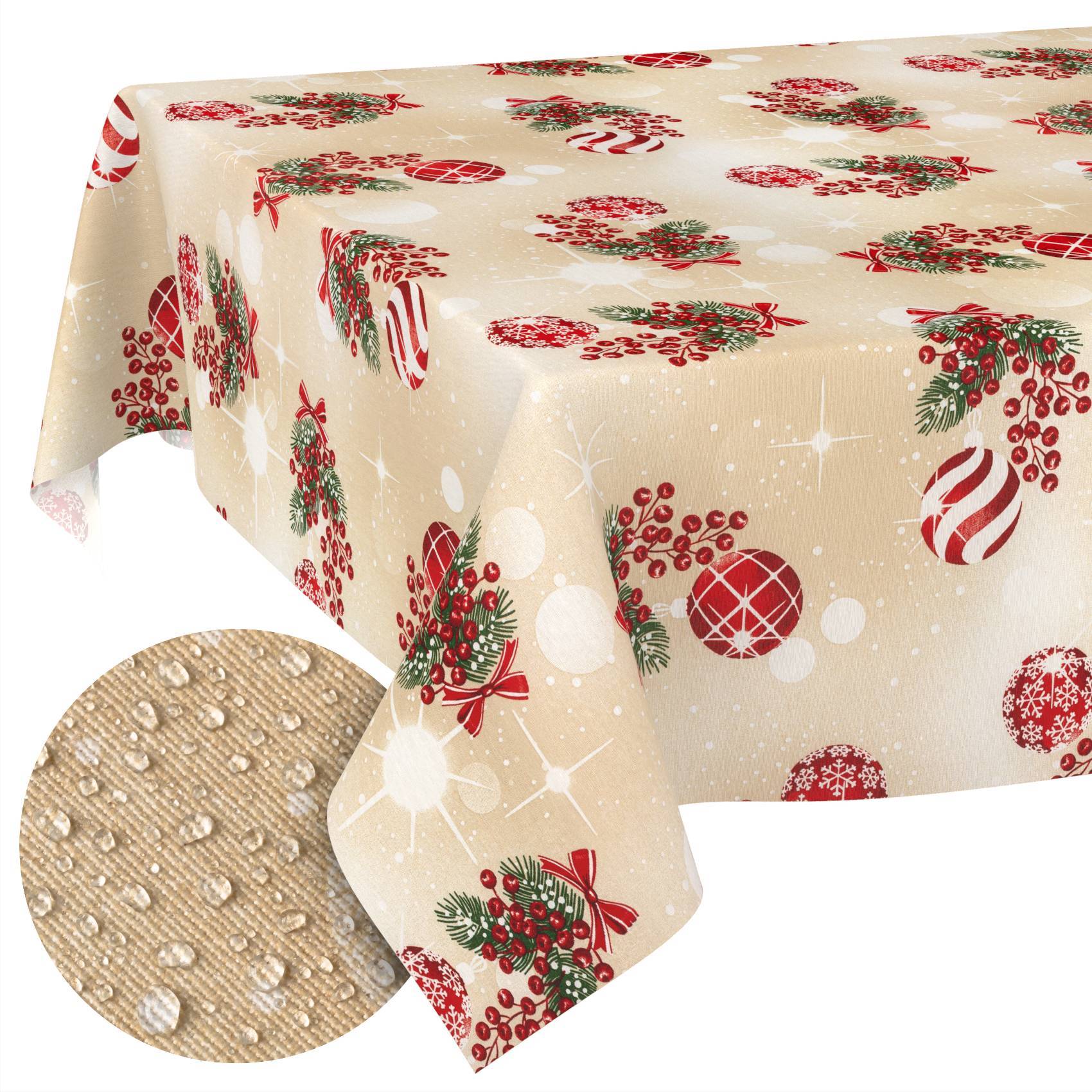 ANRO Tischdecke Zuckerstange Beige 180 x 100 cm eckig Schnittkante Baumwolle-Polyester