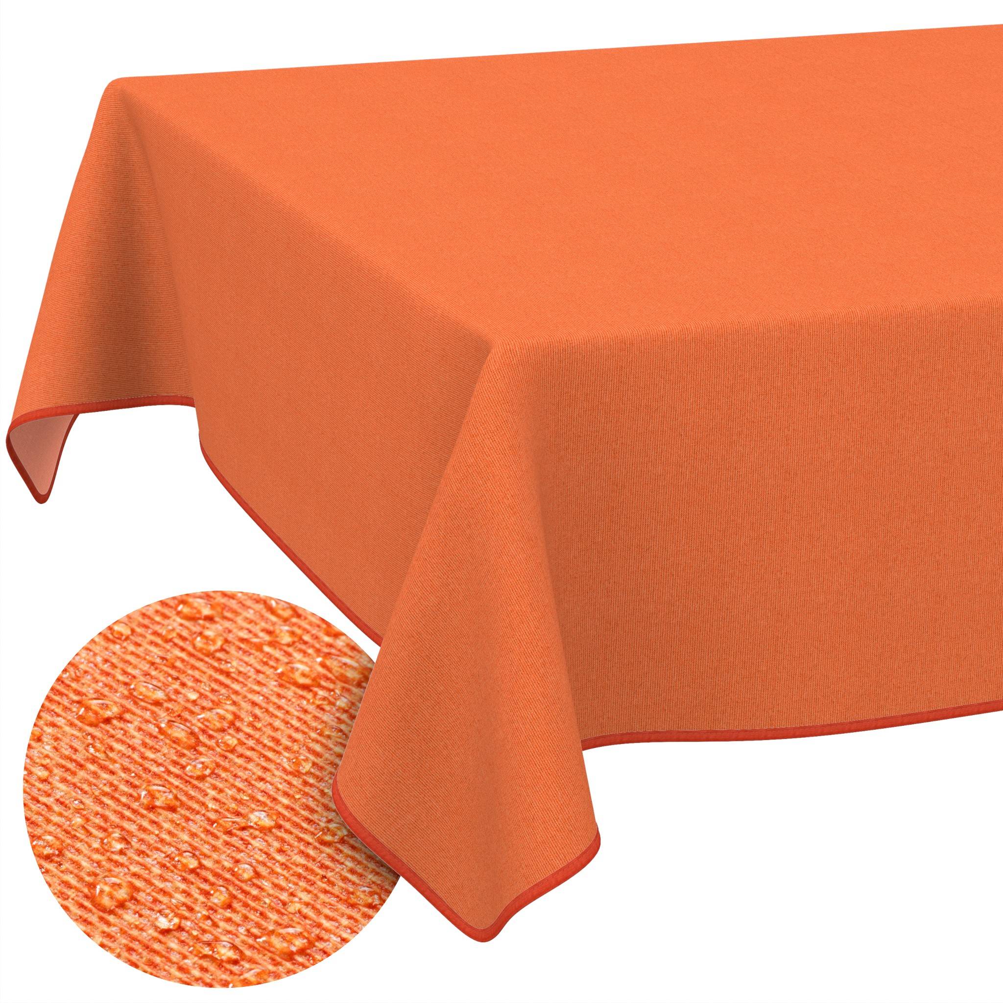 ANRO Tischdecke Uni Orange 140 x 140 cm eckig Schnittkante Baumwolle-Polyester abwaschbar