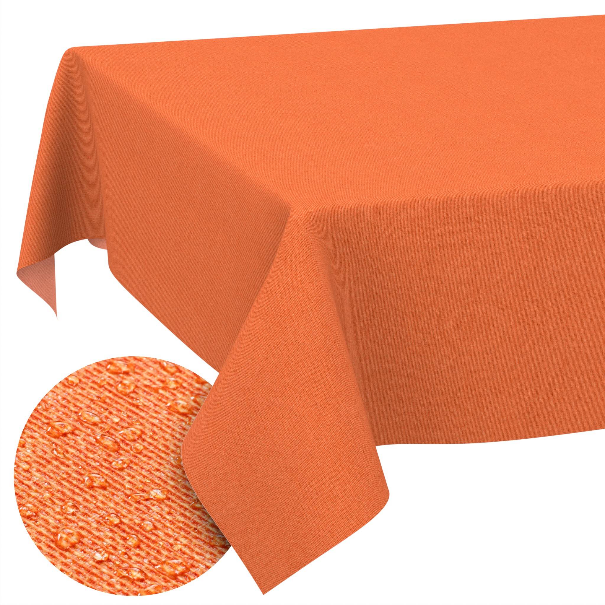 ANRO Tischdecke Uni Orange 140 x 140 cm eckig Schnittkante Baumwolle-Polyester abwaschbar