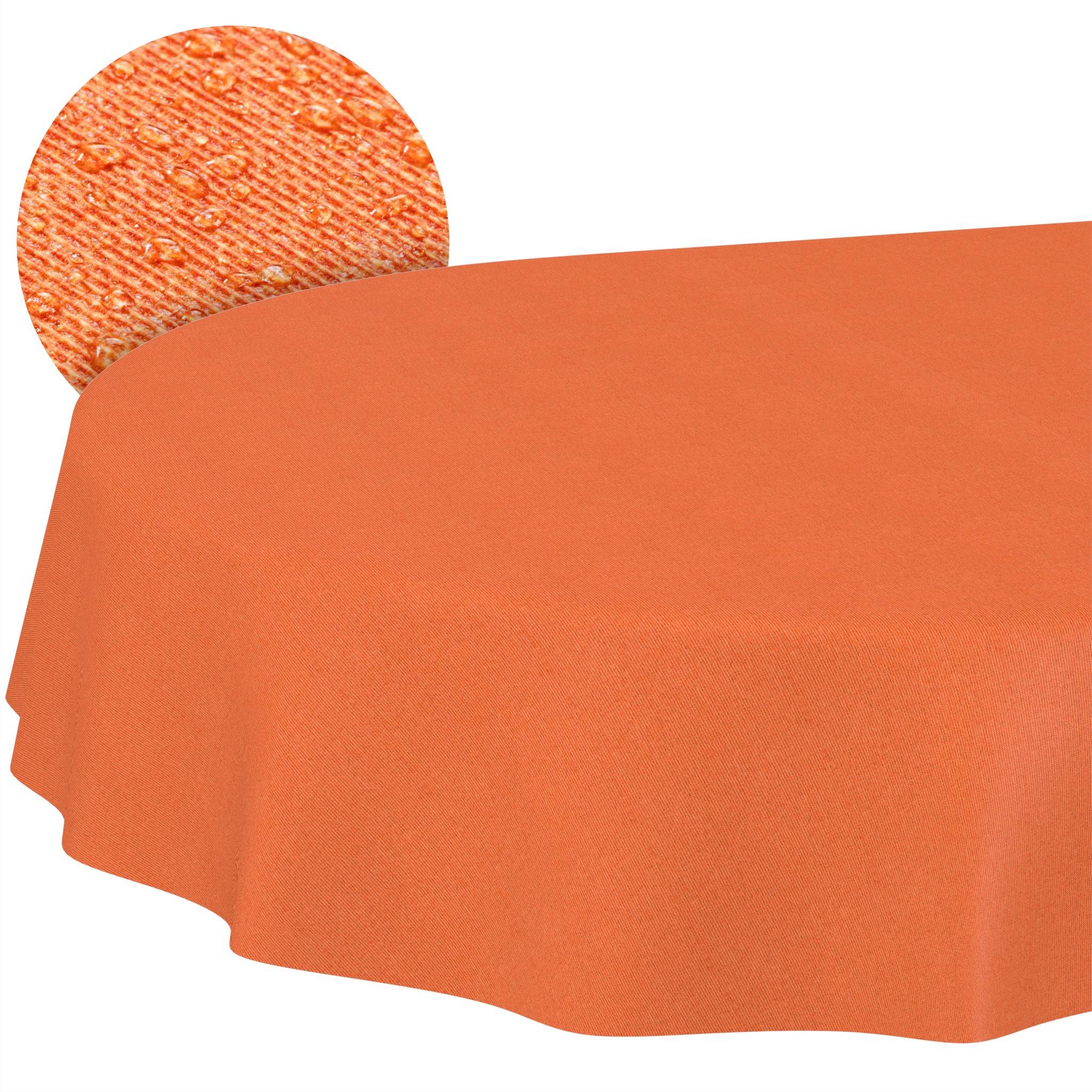 ANRO Tischdecke Uni Orange 200 x 140 cm oval mit Paspelband Baumwolle-Polyester abwaschbar