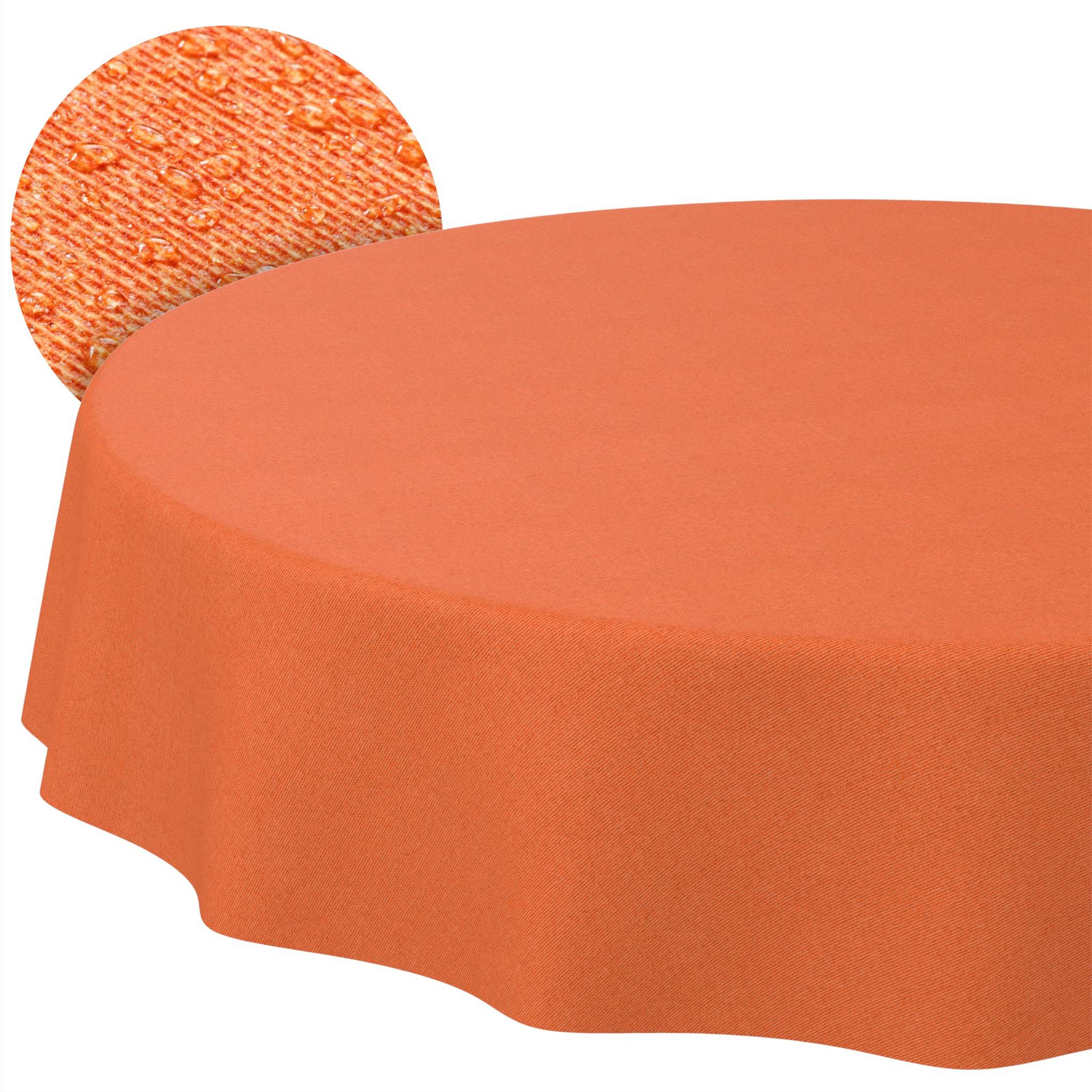 ANRO Tischdecke Uni Orange Ø 100 cm rund mit Paspelband Baumwolle-Polyester abwaschbar
