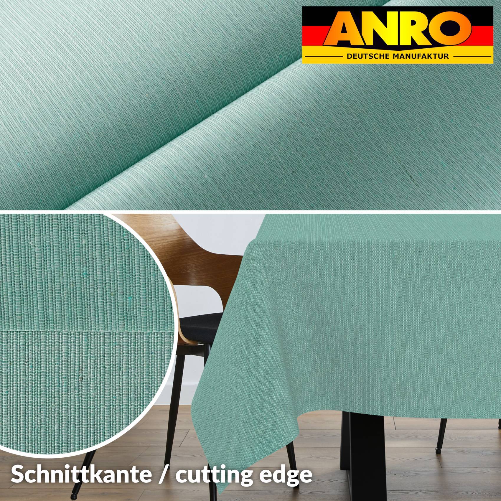 ANRO Tischdecke Mila Mint 180 x 100 cm eckig Schnittkante Baumwolle-Polyester Fleckschutz
