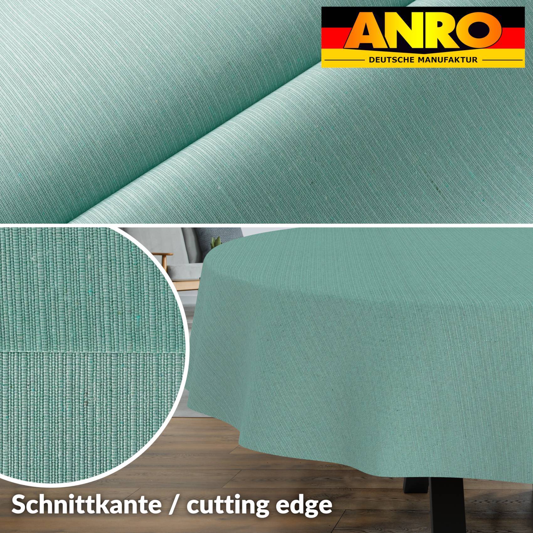 ANRO Tischdecke Mila Mint 180 x 140 cm oval mit Paspelband Baumwolle-Polyester Fleckschutz