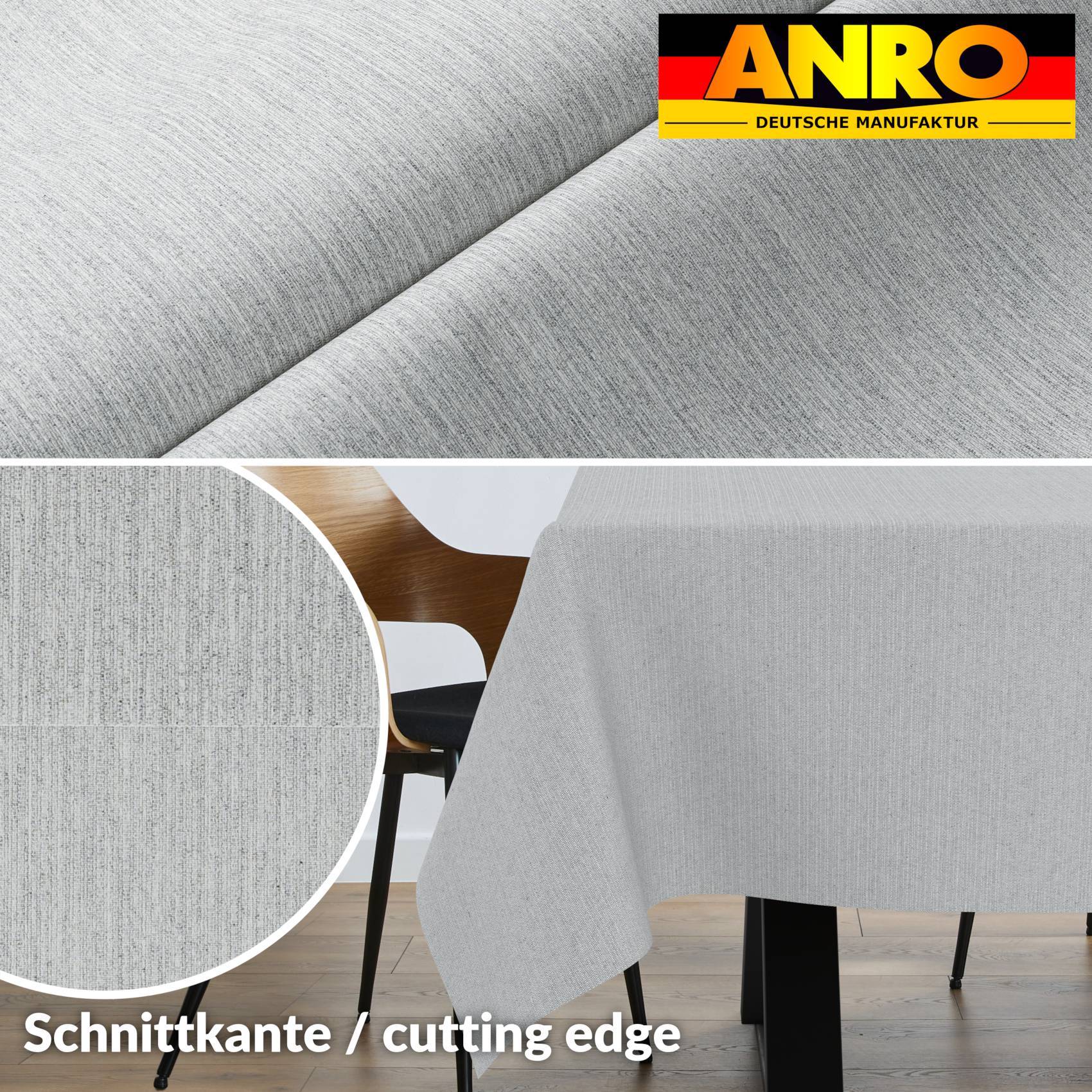 ANRO Tischdecke Mila Perlmutt 240 x 140 cm eckig mit Paspelband Baumwolle-Polyester Uni