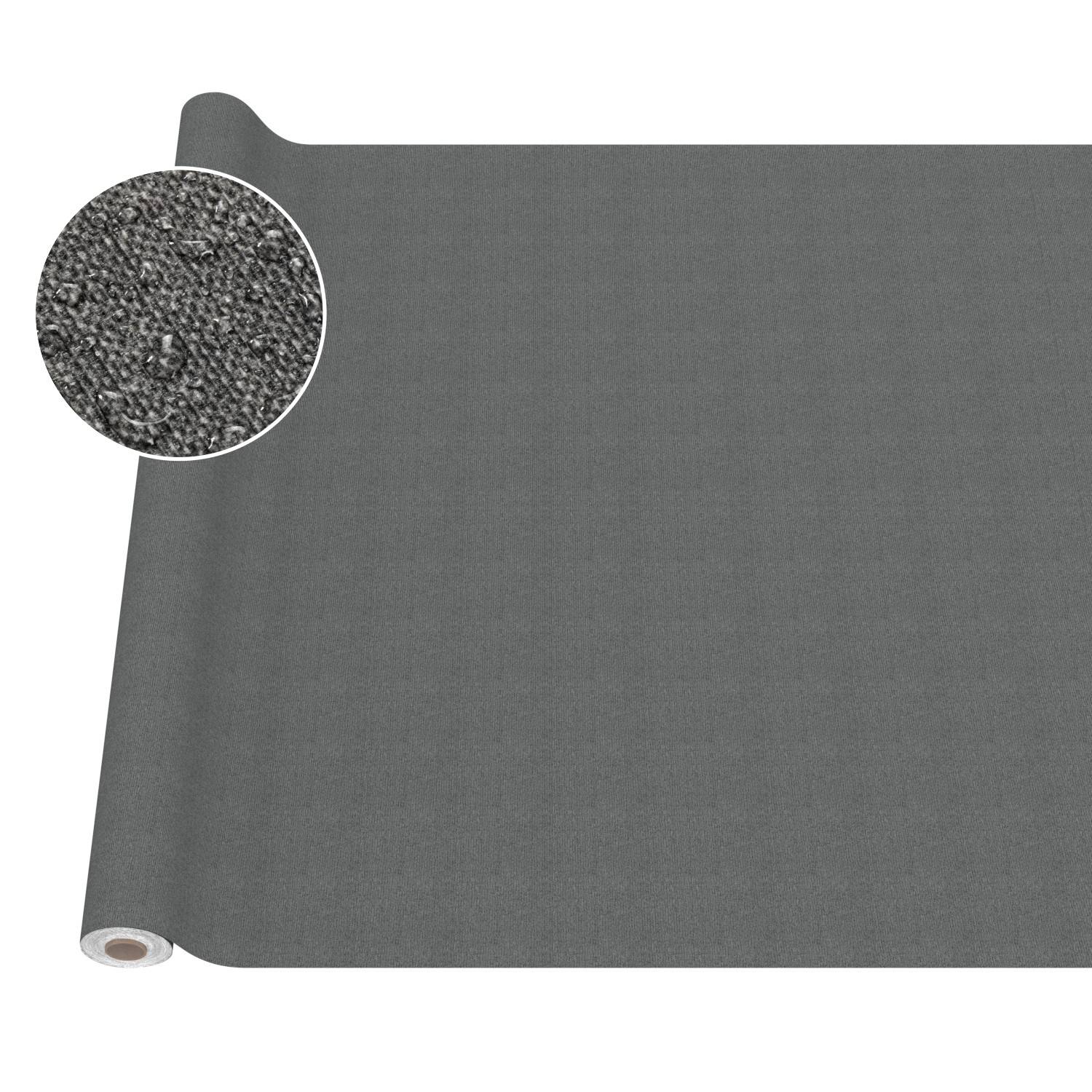 Graue Rolle aus strukturiertem Stoff oder Vinyl-Material, dargestellt mit einer Nahaufnahme des gewebten Oberflächenmusters.