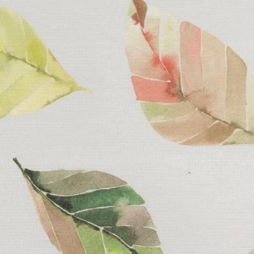 Abstrakte Aquarell-Blätter in zartem Grün, Beige und Rosa auf weißem Hintergrund.