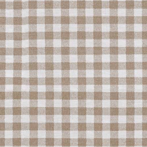 Beige- und weißkarierter Stoff mit Webstruktur.