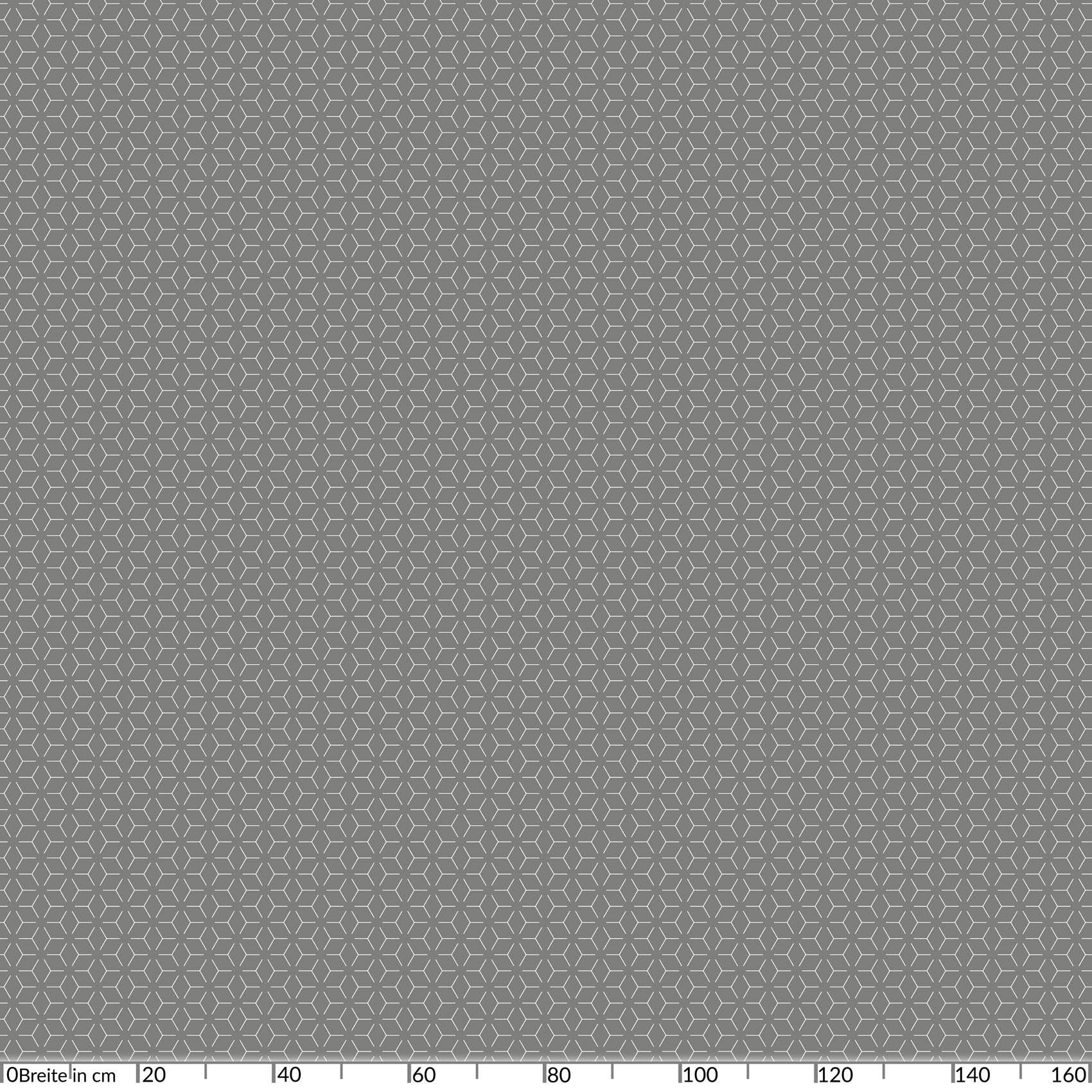 Grauer geometrischer Hexagon-Mustermuster mit einer Skalierung am unteren Ende in Zentimetern von 0 bis 160.