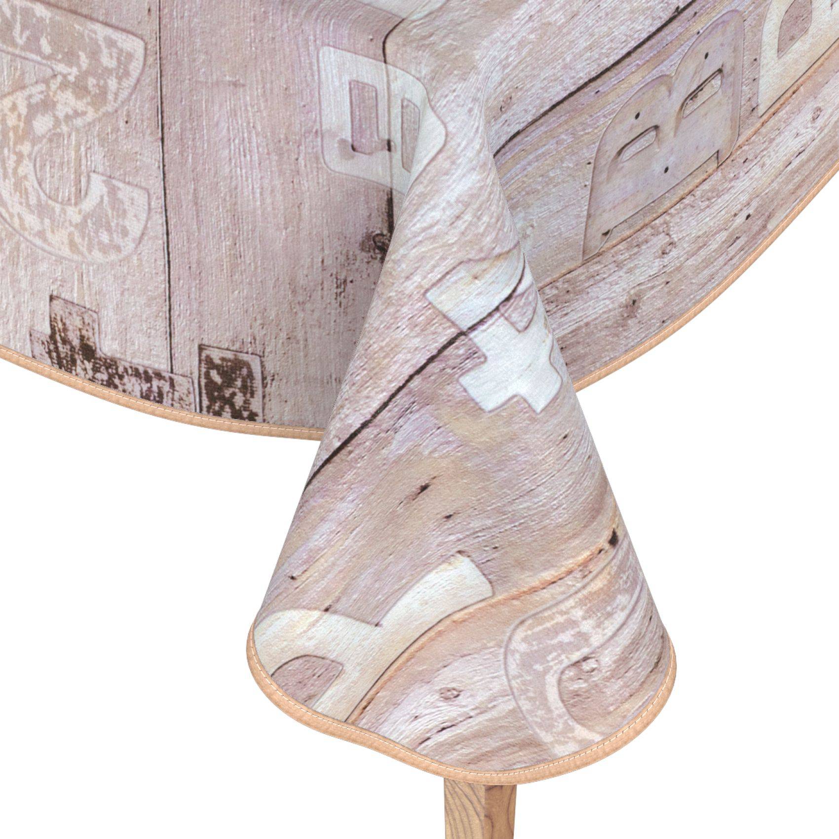 Nahaufnahme eines rustikalen Holzlampenschirms mit einem sich verjüngenden, konischen unteren Bereich und einem abgelagertem Holzmaserungs-Muster.