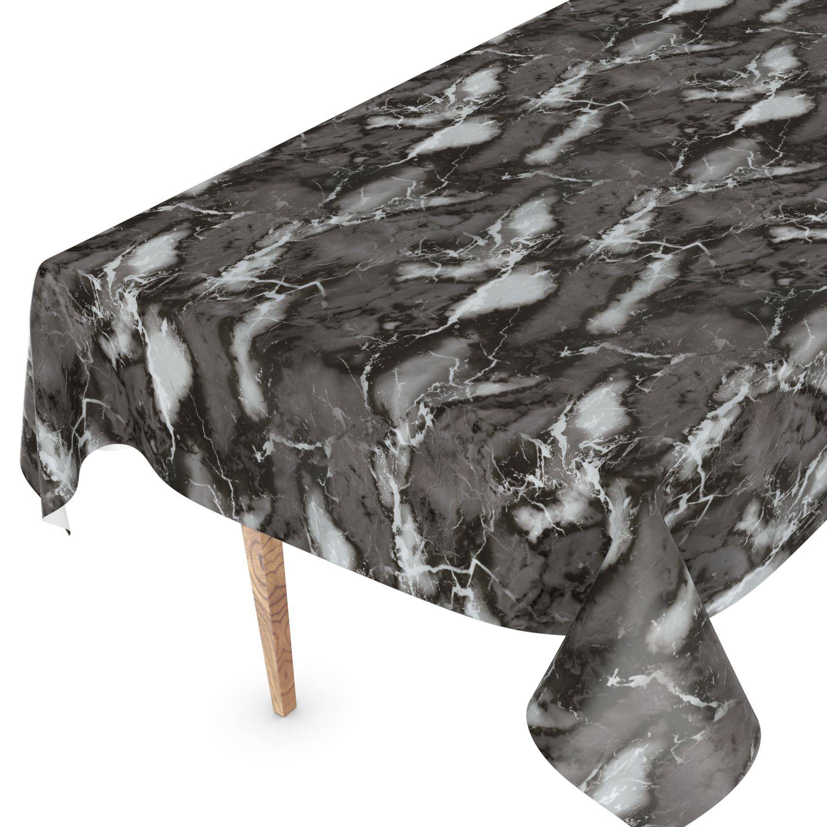ANRO Tischdecke Marmor Dunkelgrau 200 x 140 cm eckig Schnittkante Wachstuch Steinoptik