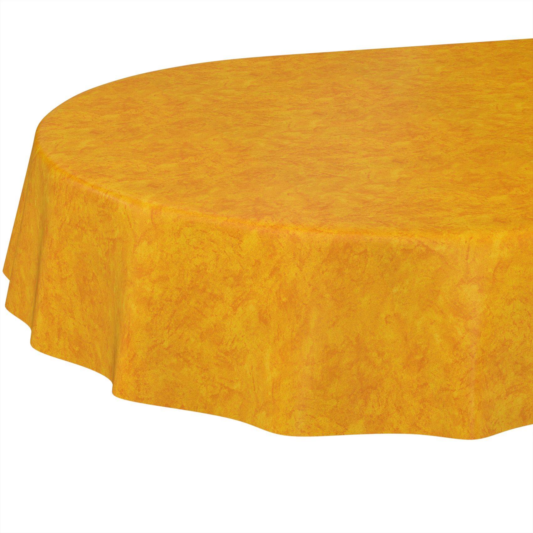 ANRO Tischdecke Marmor Orange 160 x 140 cm oval Schnittkante Wachstuch Marmoroptik