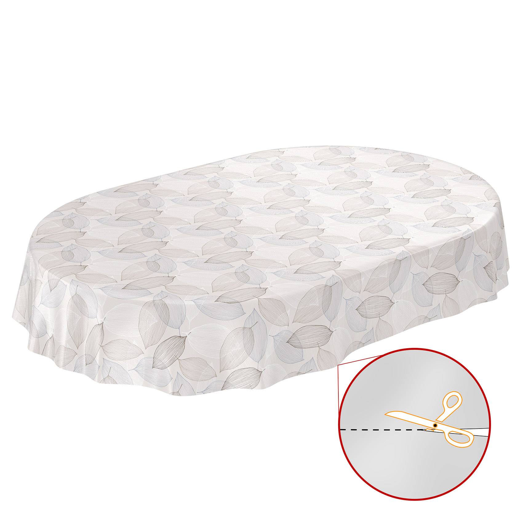 ANRO Tischdecke Blatttropfen Beige 240 x 140 cm eckig Schnittkante Wachstuch Blätter