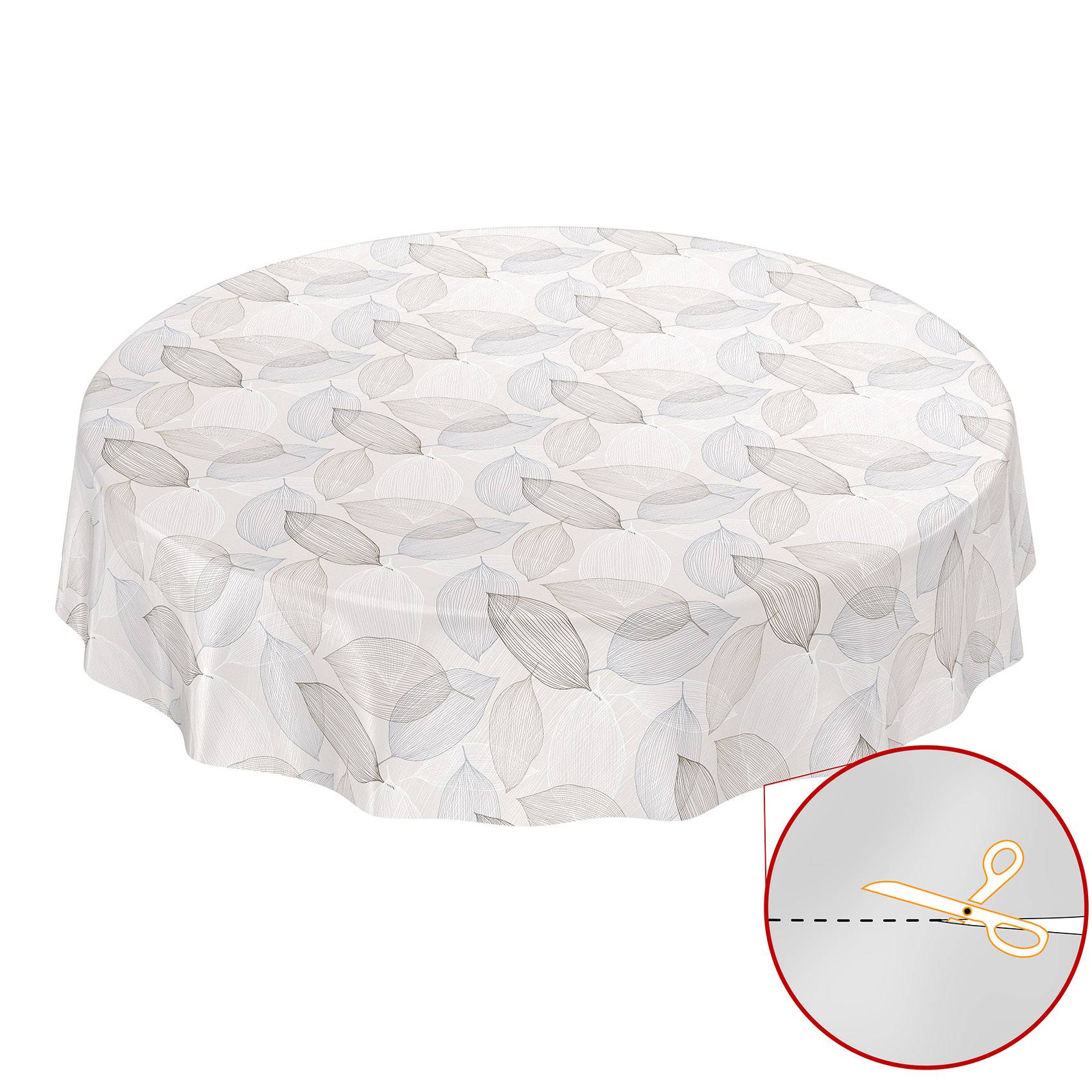 ANRO Tischdecke Blatttropfen Beige 240 x 140 cm eckig Schnittkante Wachstuch Blätter