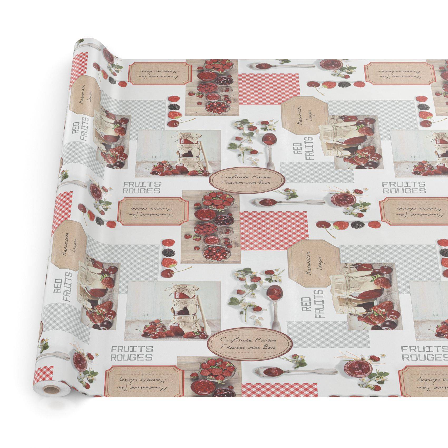 ANRO Tischdecke Sommerbeeren Rot 100 x 140 cm eckig Schnittkante Wachstuch abwaschbar