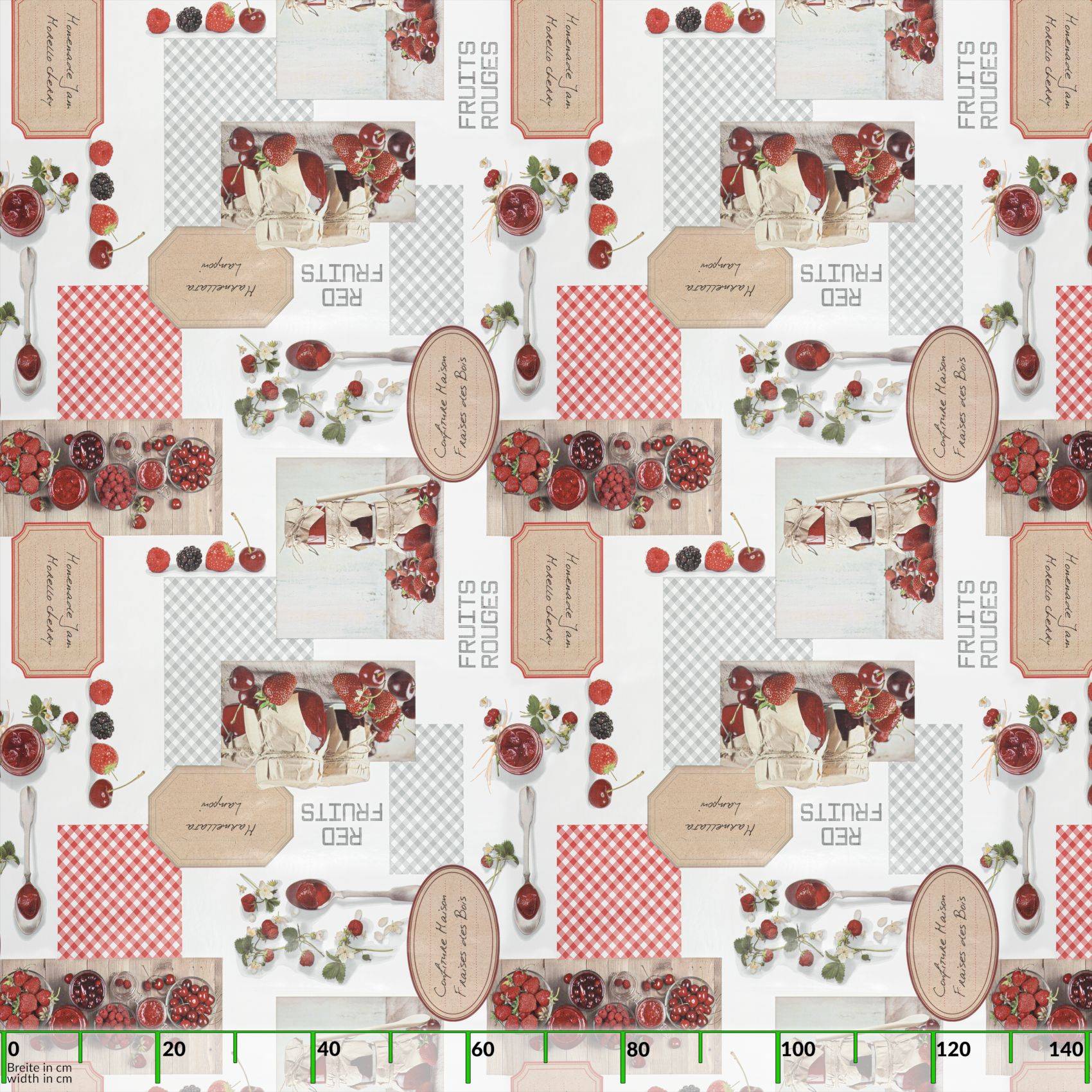 ANRO Tischdecke Sommerbeeren Rot 100 x 140 cm eckig Schnittkante Wachstuch abwaschbar