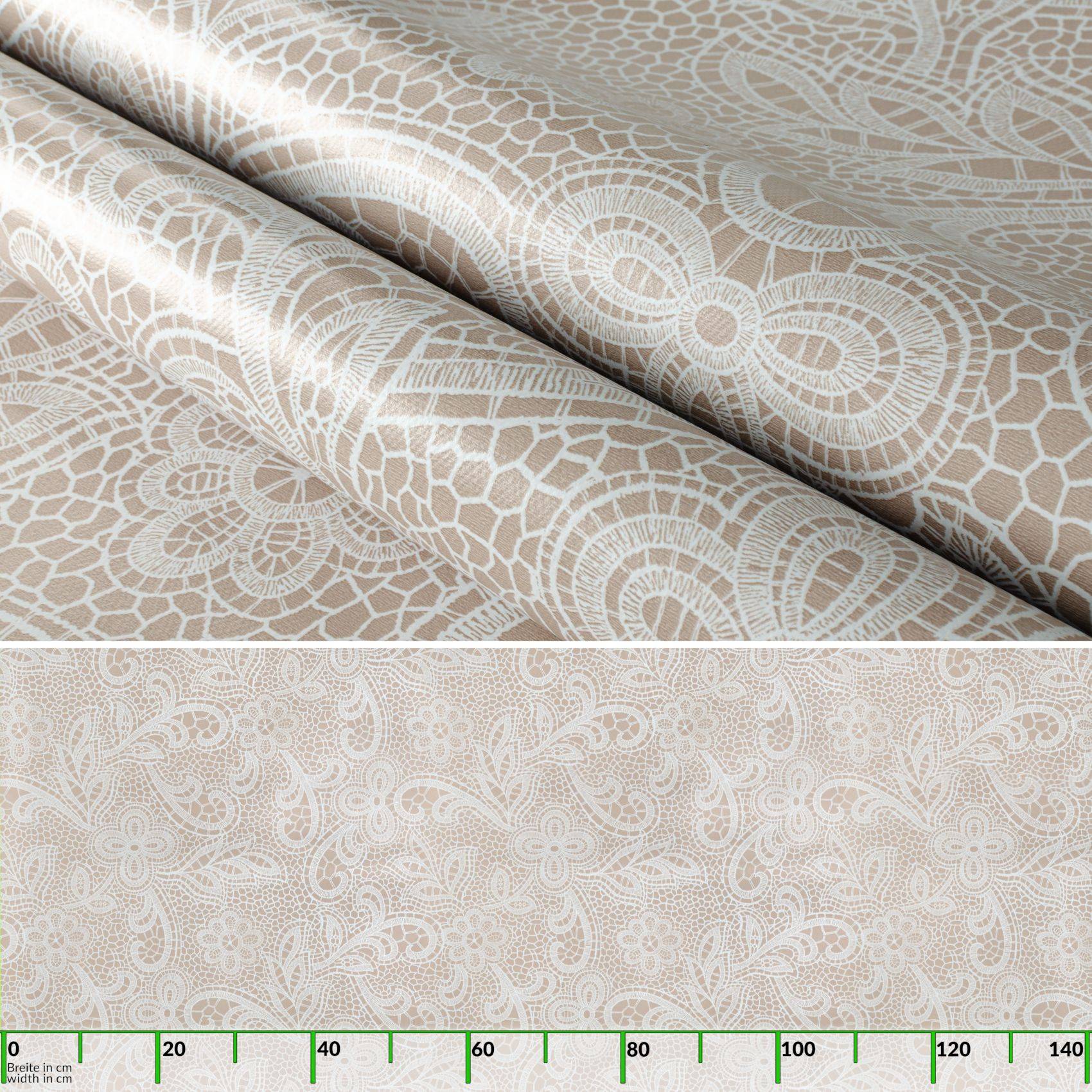 ANRO Tischdecke Häkelspitze Beige 200 x 140 cm eckig Schnittkante Wachstuch Landhaus